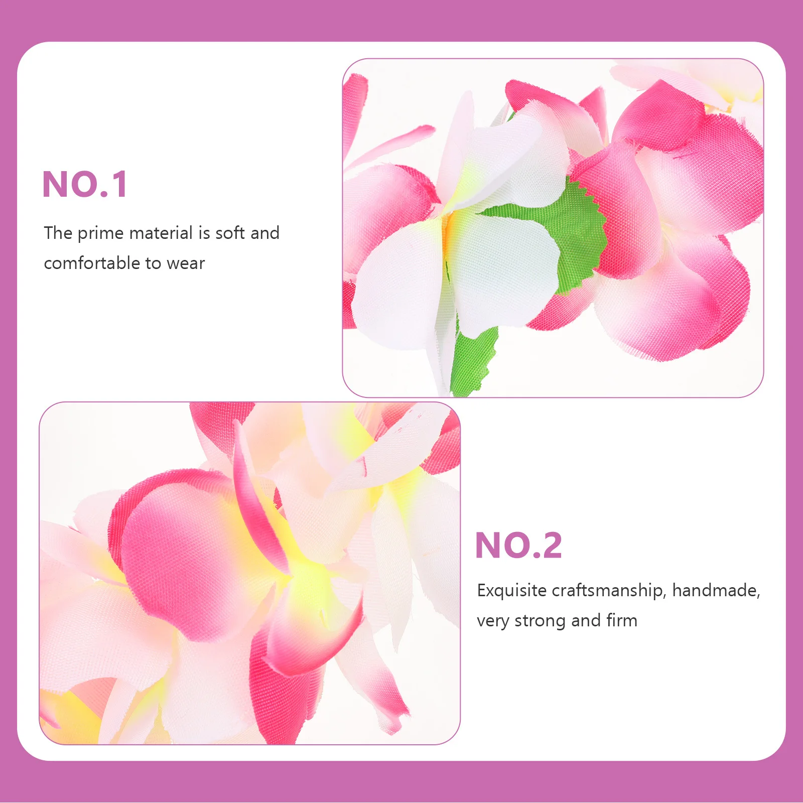 

1Set Hawaiian Leis Garlands High-Class Cloth Material Long-Lasting Use No Scratch Safe Odorless Hawaiian Leis Set