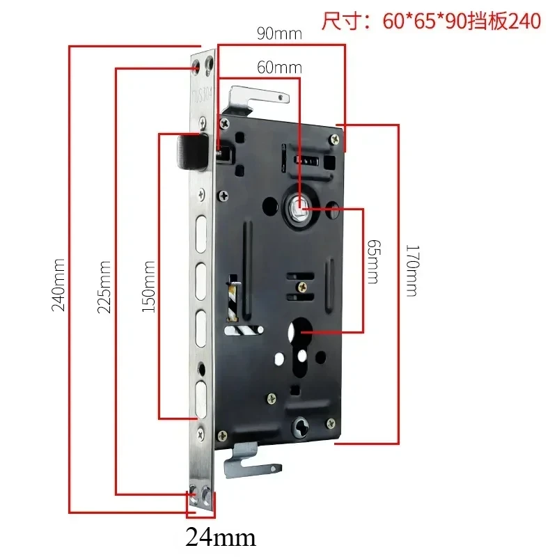 Mechanical Lock Body for Anti-theft Door Lock Engineering 24 * 240 Square Head 30 * 240 Cylindrical Lock Body