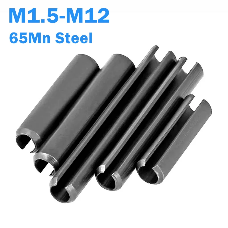 65Mn Steel Spring Pins Cylindrical Elastic Open Dowel Pins M1.5 M2 M2.5 M3 M4 M5 M6 M8 M10 Roll Pin Slotted Split Tension Pins