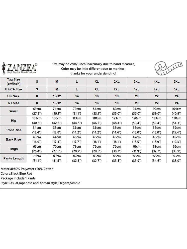 ZANZEA سراويل صيفية أنيقة عالية الخصر منقوشة سراويل نسائية طويلة 2025 جيوب خريف مكتب سيدة بنطلونات ملابس الشارع كبيرة الحجم