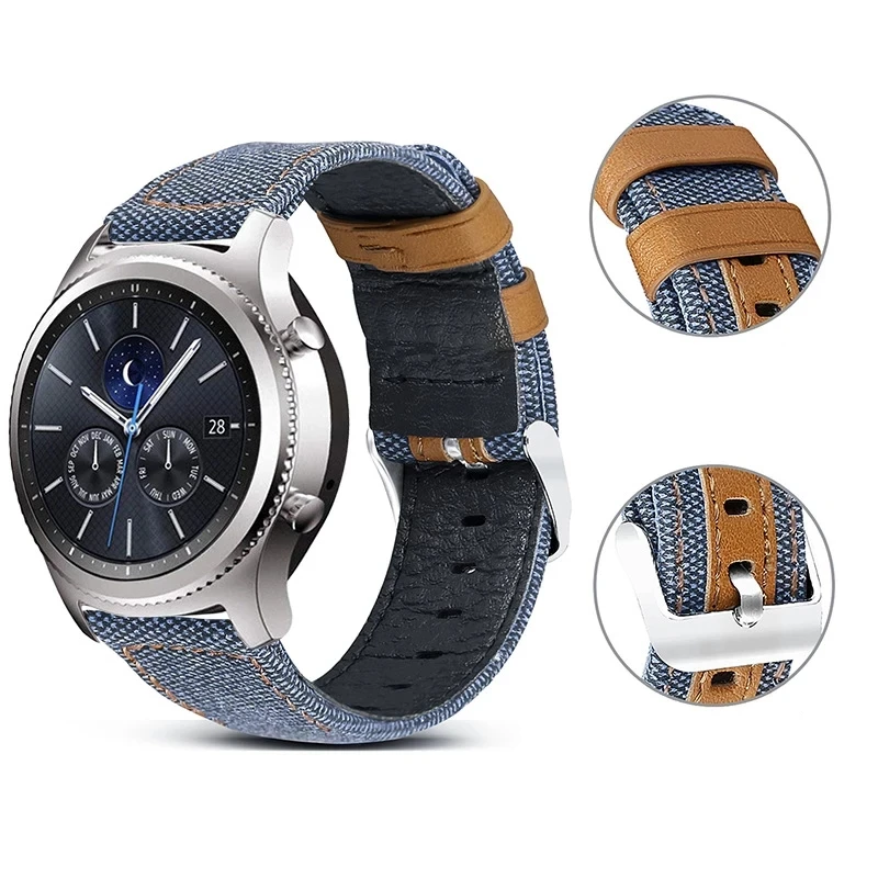 22mm Nylon leather strap For Samsung Galaxy watch 3 45mm Gear S3 Huawei watch 46mm Sports strap accessories For Amazfit GTR 47mm