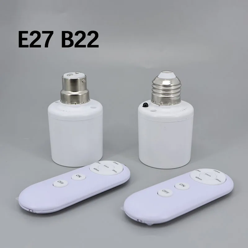 E27 or B22 Remote Control Light Bulb Base Socket Smart Timer Switch Wireless 8m Lamp Holder AC 110V 220V ON Off M20