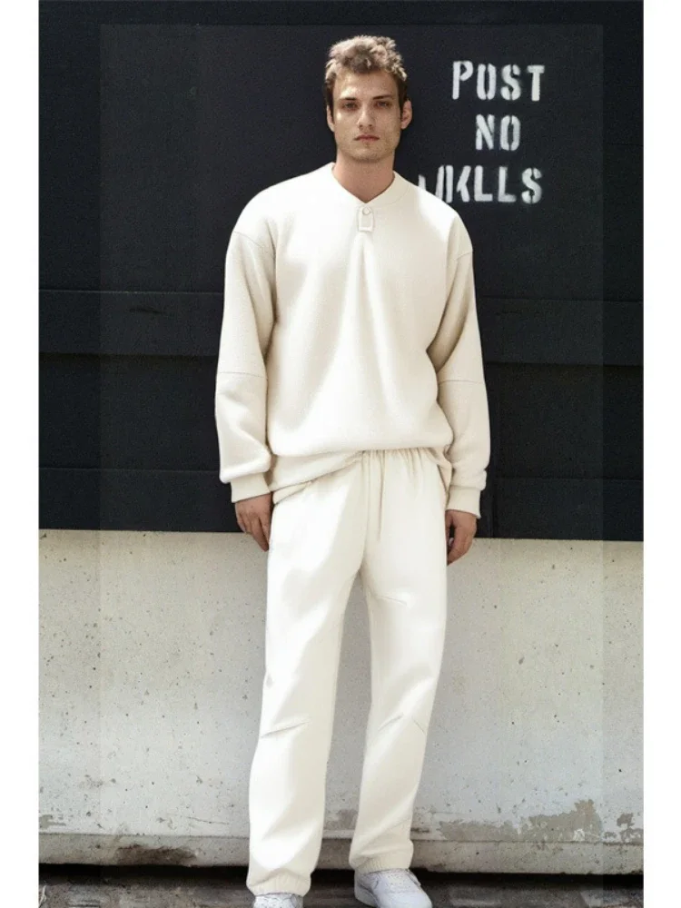 

Couple's Clothing Hoodie Long Sleeve Sweatshirt Tracksuit Men Loose V-neck T-shirt Solid Men's Clothing Trends Tees Pullovers