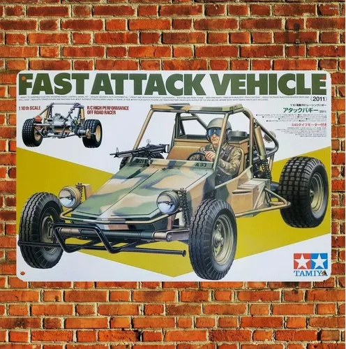 Metallposter Vintage RC-Auto Blechschild Plakette Tamiya Fast Attack Buggy Boxart