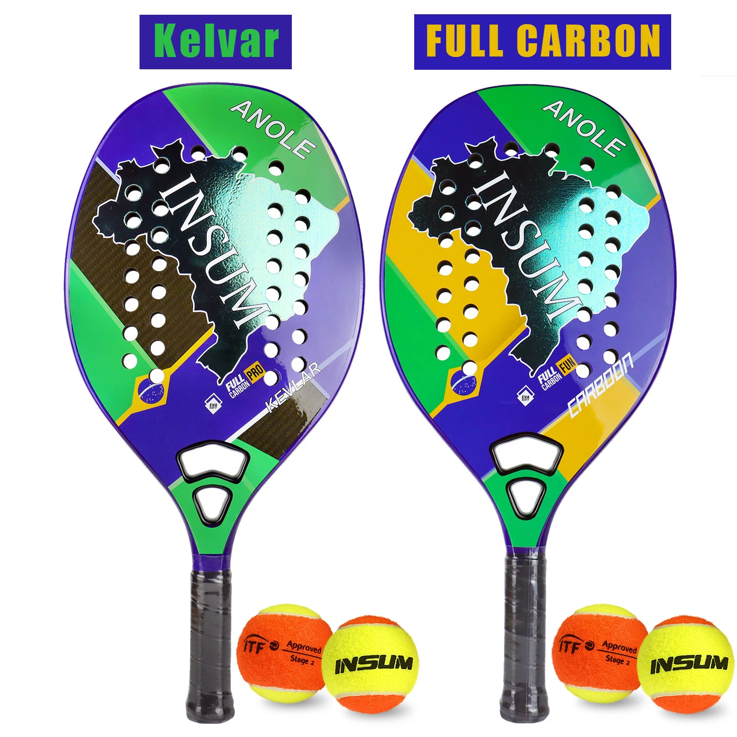 INSUM Beach Tennis Racket,Carbon Fiber Grit Face with EVA Memory Foam Core Beach Tennis Racket