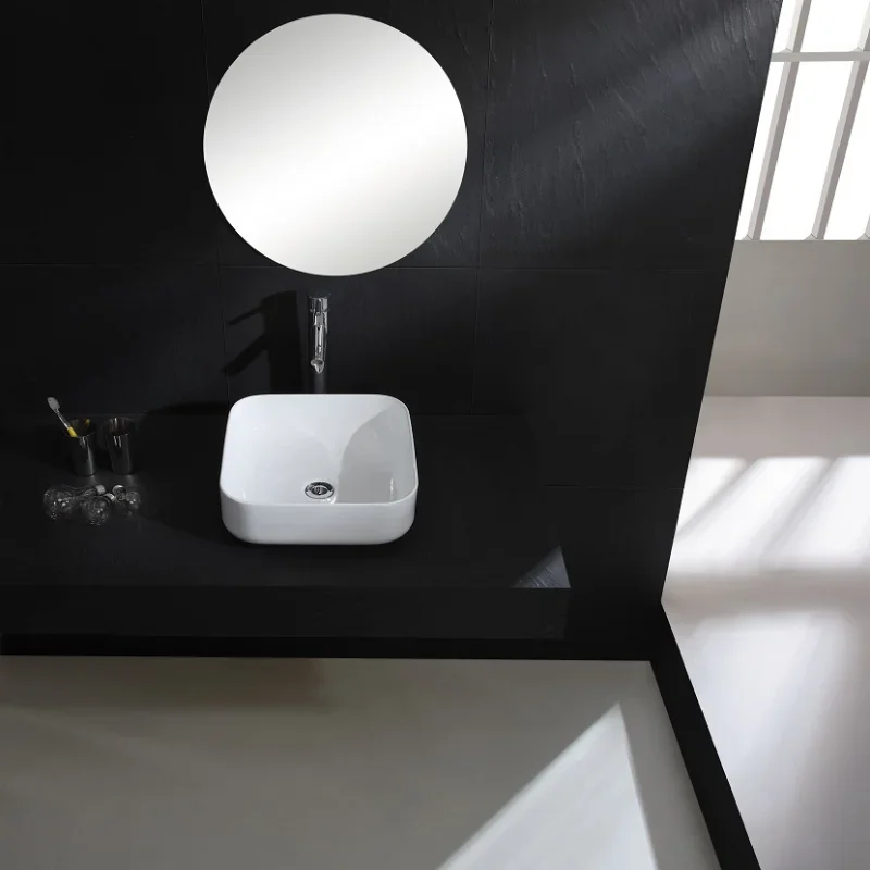 Indoor and Outdoor Bathroom Countertop Square Basin Balcony Basin Ceramic Basin White Art Basin Bathroom Basin Bathroom