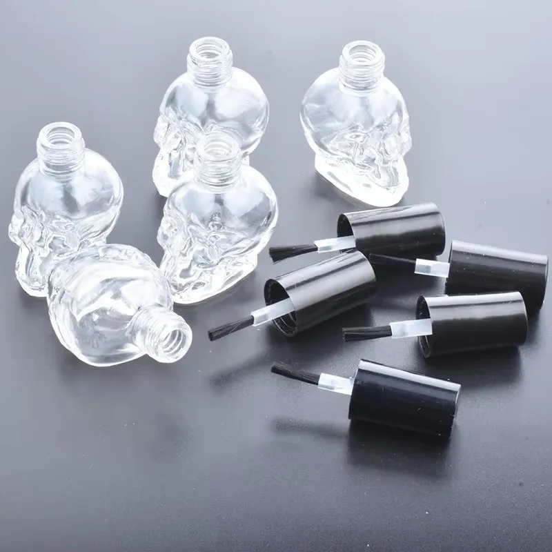 20 peças 10ml transparente vazio esmalte de vidro garrafa recarregável com escova pequenas recipientes cosméticos de maquiagem para viagem