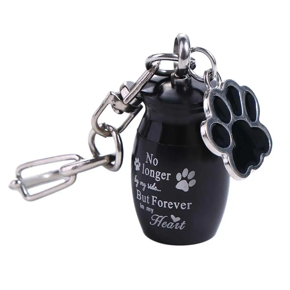 Paw Print Pet Urns Keychain Stainless Steel Dog Cat Ashes Dog Ashes Keepsake Waterproof Pet Puppy Pet Urns Keyring Memorial