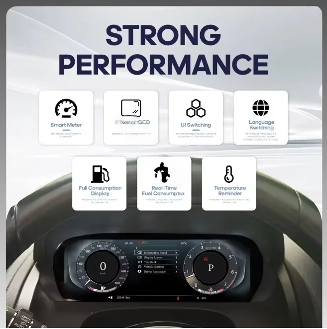 12.3 بوصة LCD أداة العنقودية الرقمية لجاكوار F-TYPE 2015-2020 لوحة القيادة الظاهري قمرة القيادة سرعة متر عرض عداد المسافات