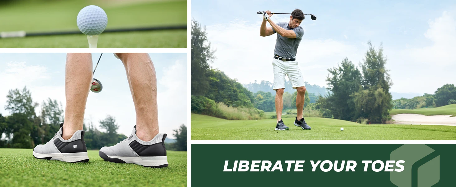 Fitville Professionelle Herren-Golfschuhe mit extra breiter Zehenpartie, lässige Golfsneaker, gepolsterte, wasserabweisende Sportschuhe für Herren – Detail 9