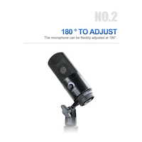 AU67-USB Condenser Microphone Mic With Mini Tripod Stand And Gain Knob For PC Laptop Games Playing Music Recording