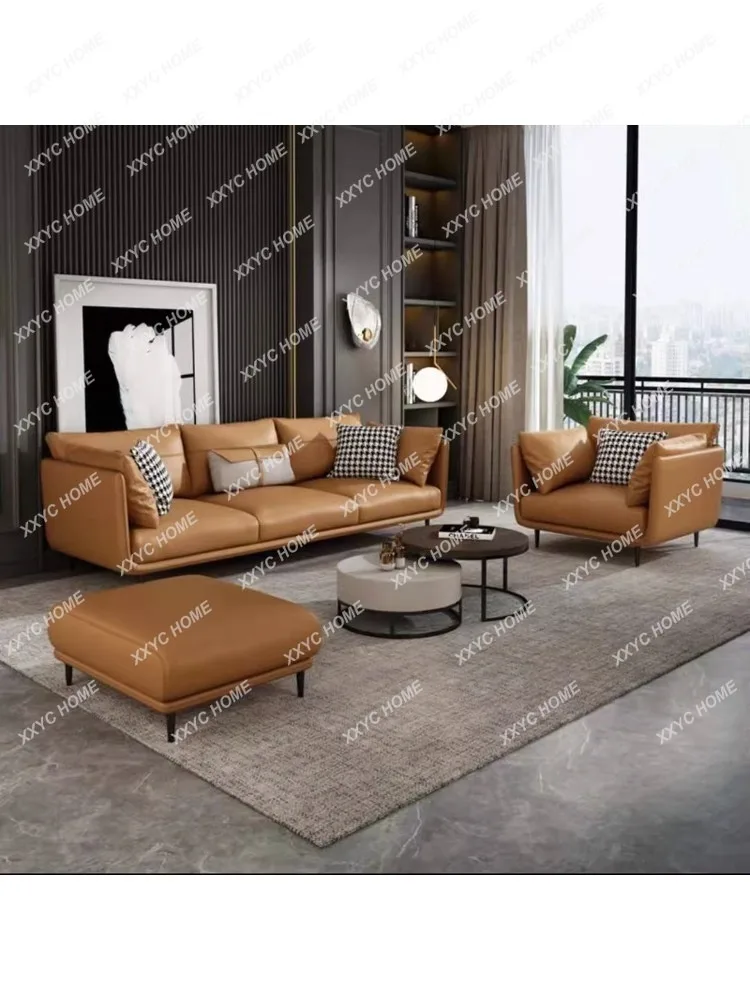 Minimalist Sofa Light Luxury Living Room Sofa Combination Modern Minimalist Three-Person Four-Seater Sofa