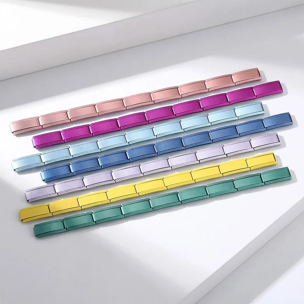 Basic 9x20mm Colorful Matte Italian Charm Link Stainless Steel Bracelets DIY Making Jewelry Accessory Gift Women Men Daily Wear