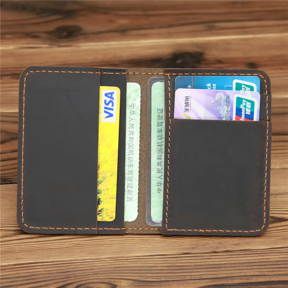 New Arrival Vintage Men\'s Genuine Leather Credit Card Holder Small Wallet Money Bag ID Card Case Mini Purse For Male