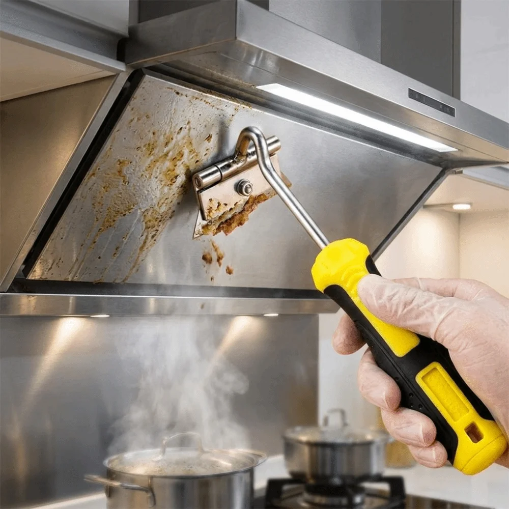 Metal Blades Cleaning Scraper Non-Slip Grip Two-Color Grip Oil Cleaning Blade Handheld Scraper Compact Structure