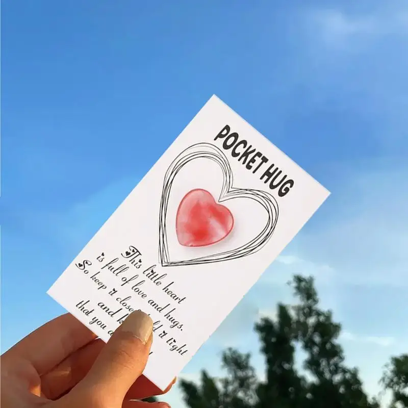 Pocket Hug Heart Stone Crystals Heart Token Inspirational Greeting Cards Inspirational Greeting Cards Festive Exchange Cards For