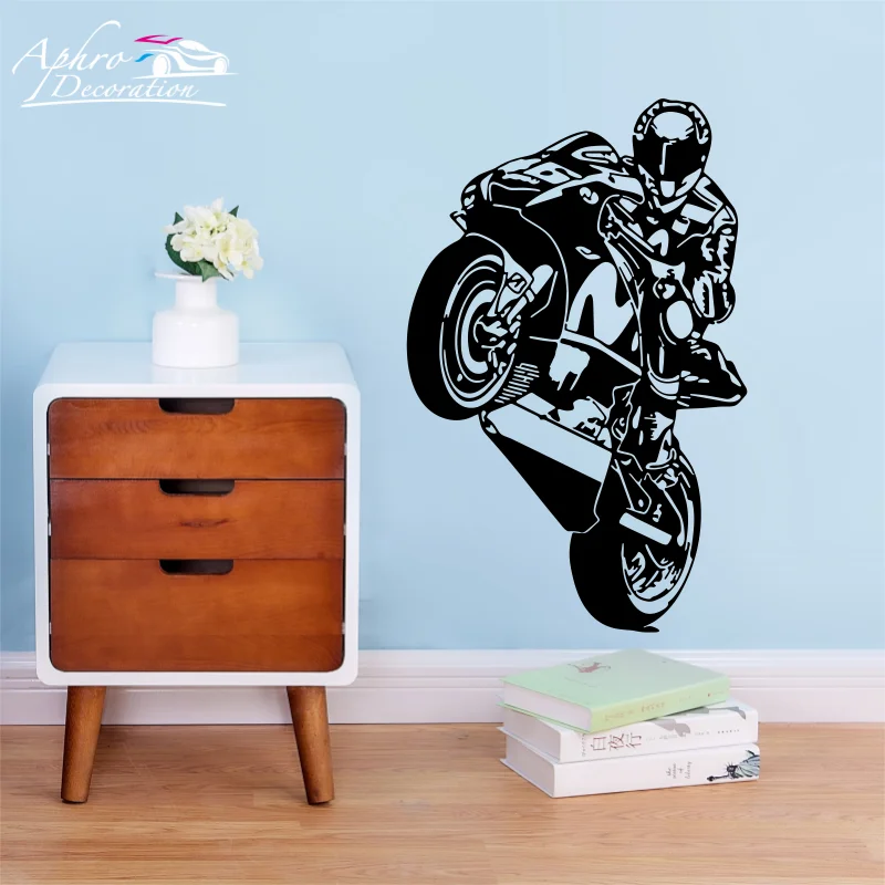 Motorcycle Wall Decal Motorcycle Racing driver Highway Moto bike Wall Sticker Home Room Decoration Design Vinyl Decals