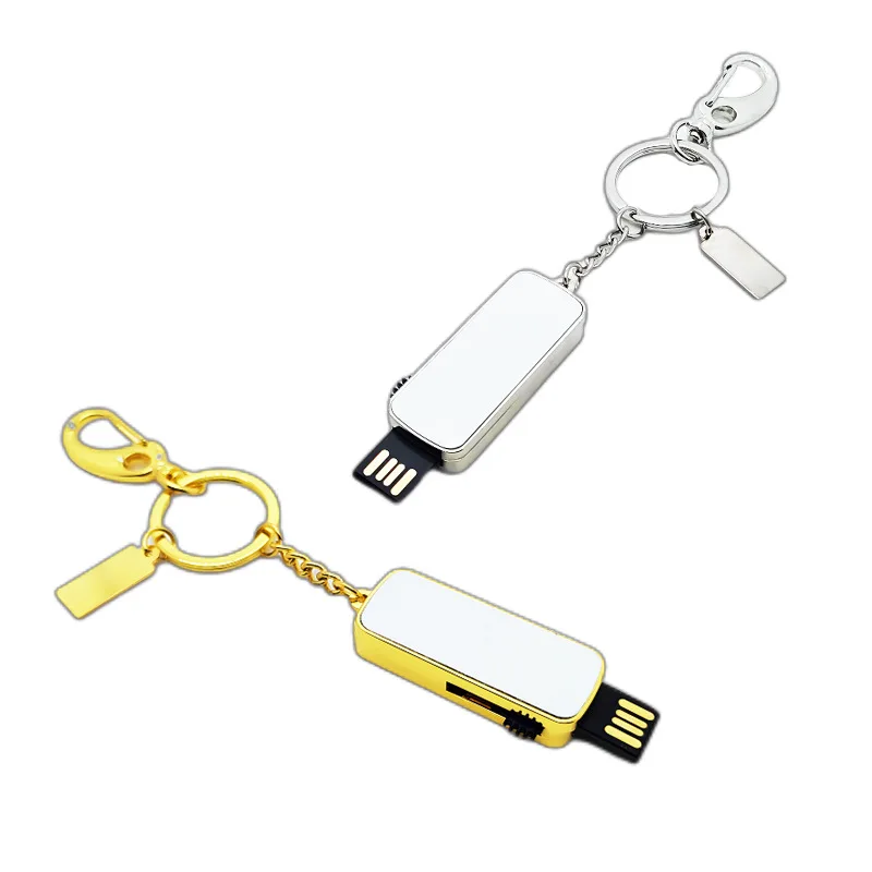 10PCS/Lot Heat Transfer Printed Blank USB Drive Keychain Rectangular Circular 4G/8G/16G/32G/64G Sublimation USB Drive