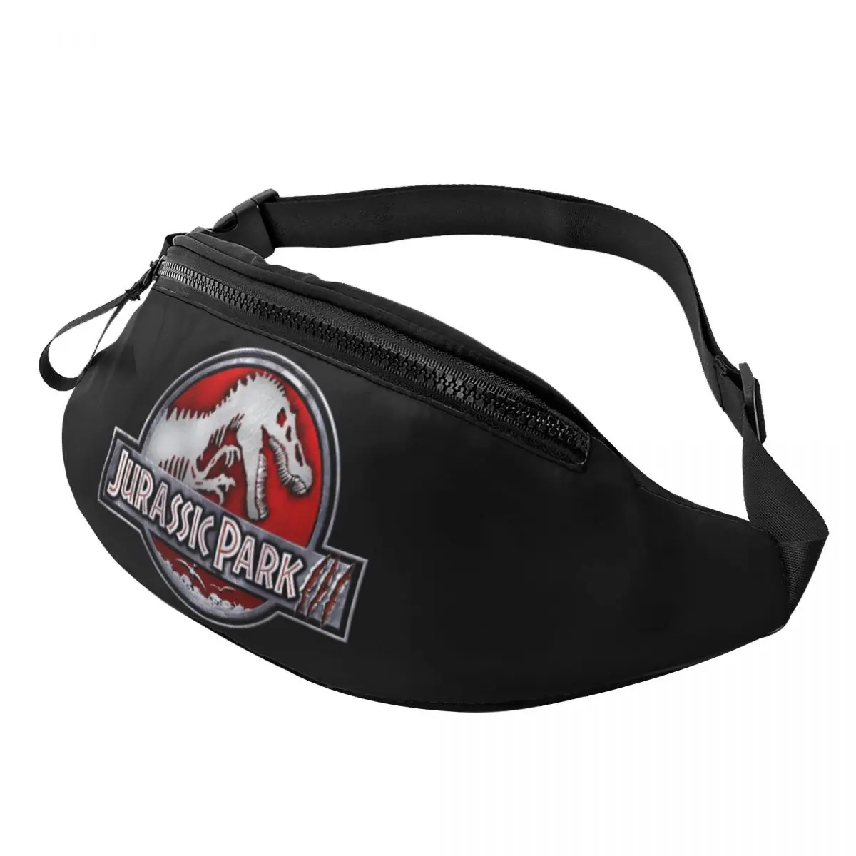 Jurassic Park กระเป๋าคาดเอวสำหรับผู้ชายผู้หญิงเท่ลายสัตว์โบราณ dinsaur Crossbody กระเป๋าคาดเอวสำหรับขี่จักรยานตั้งแคมป์กระเป๋าใส่เงิน