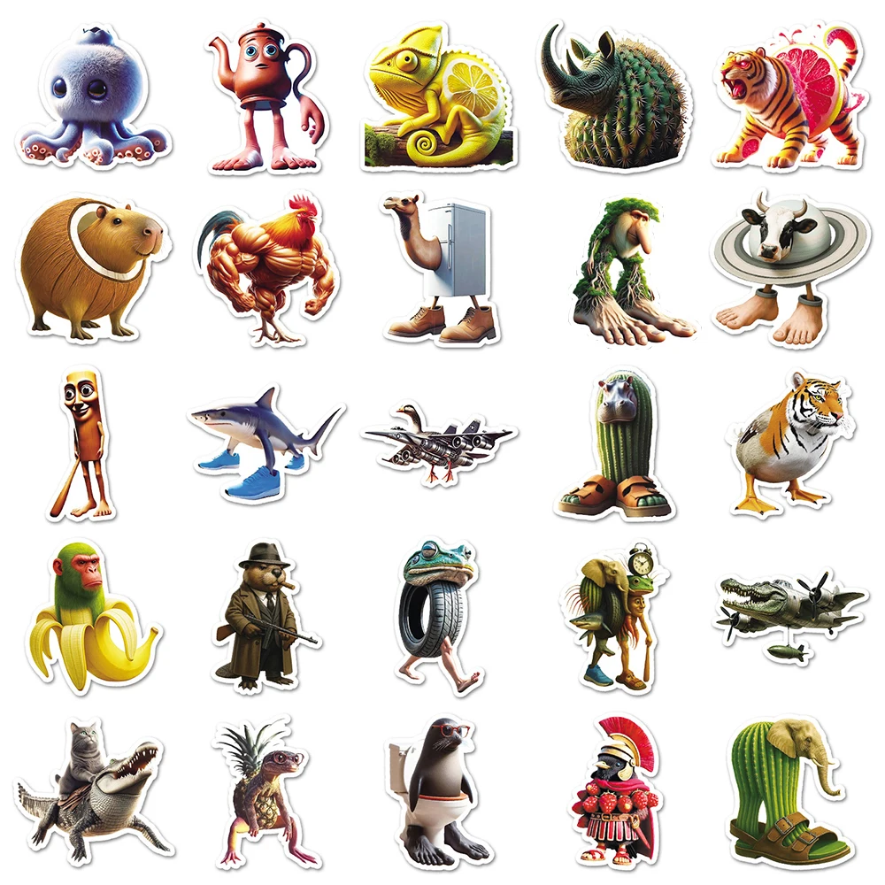 10/30/50pcs AI บทคัดย่อ Brainrot สติกเกอร์ Tung Tung Sahur การ์ตูนตลก DIY โน้ตบุ๊คโทรศัพท์กระเป๋าเดินทางสติกเกอร์กันน้ําของเล่น