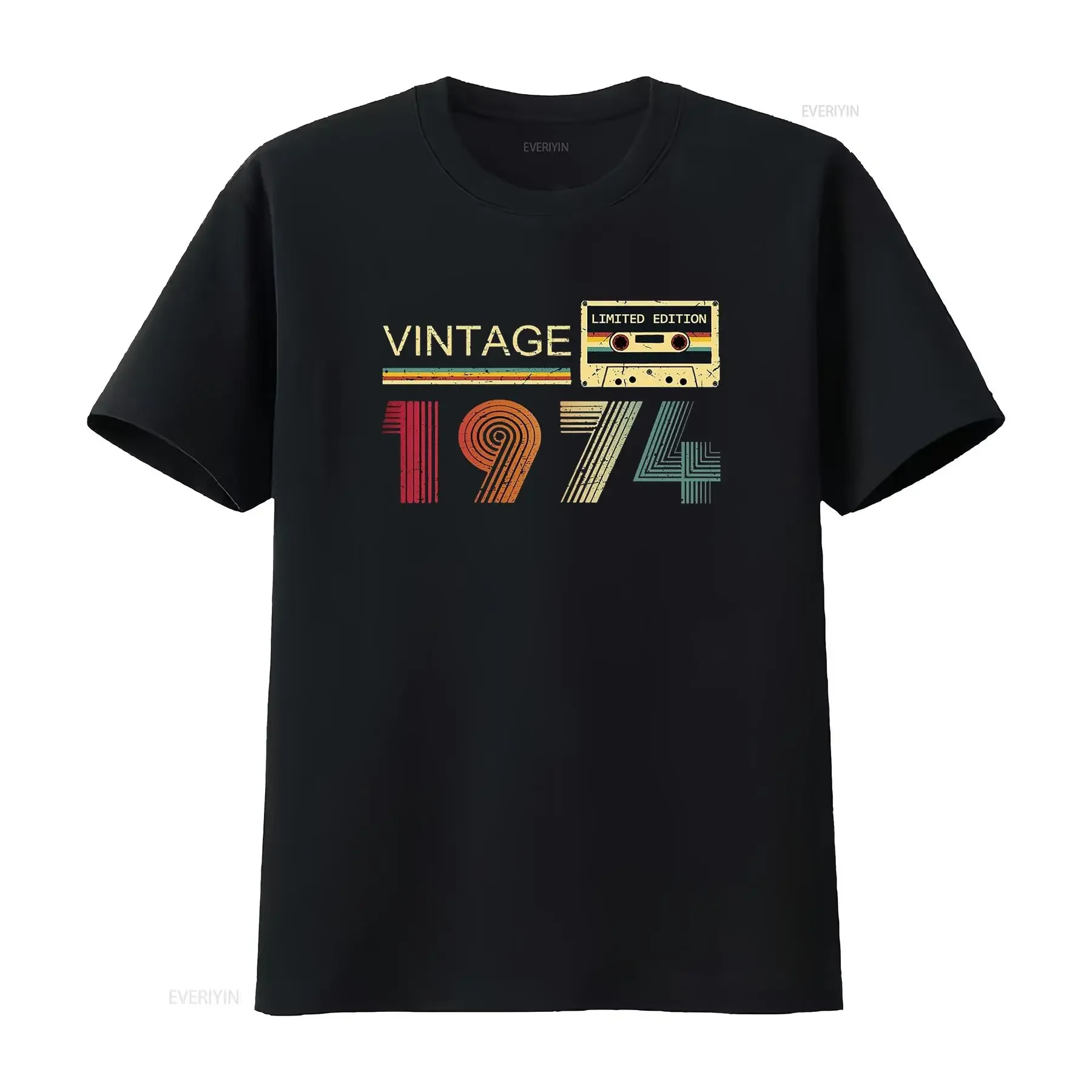Vintage 1974 T Shirt for Men 50th Birthday s Dad Fathers Day Husband Friend vintage Washed designer clothes Breathable graphic