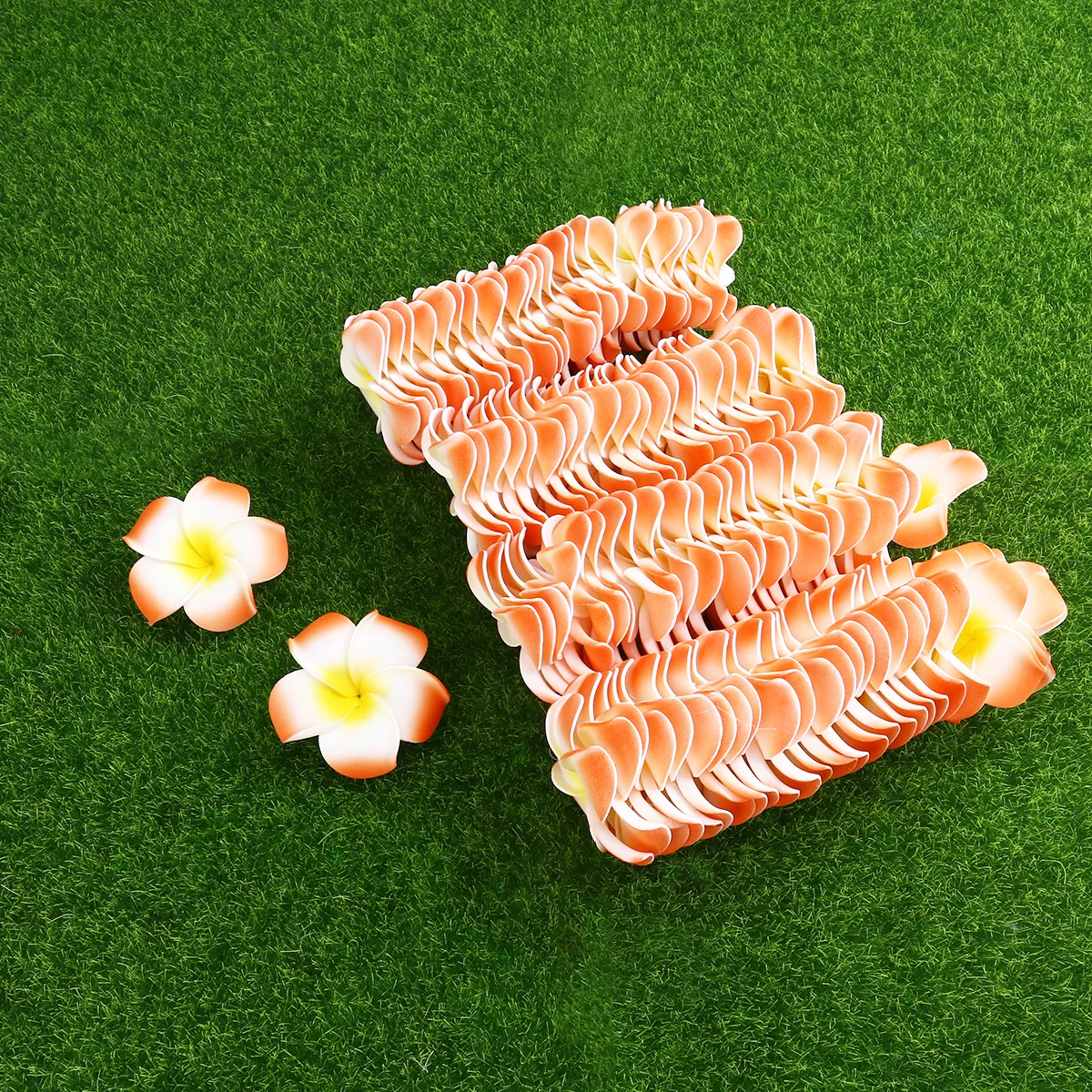 

100Pcs 6Cm Foam Artificial Plumeria Flower Orange for Wedding Party Decoration Hair Clip Beads Pendants Lifelike