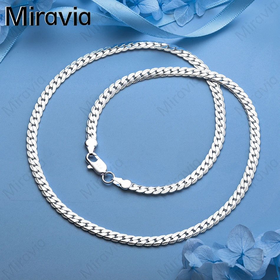 

Miravia 925 Sterling Silver 6mm Beveled Edge Side Chain Necklace, Everyday Accessory For Women, Simple And Elegant Jewelry
