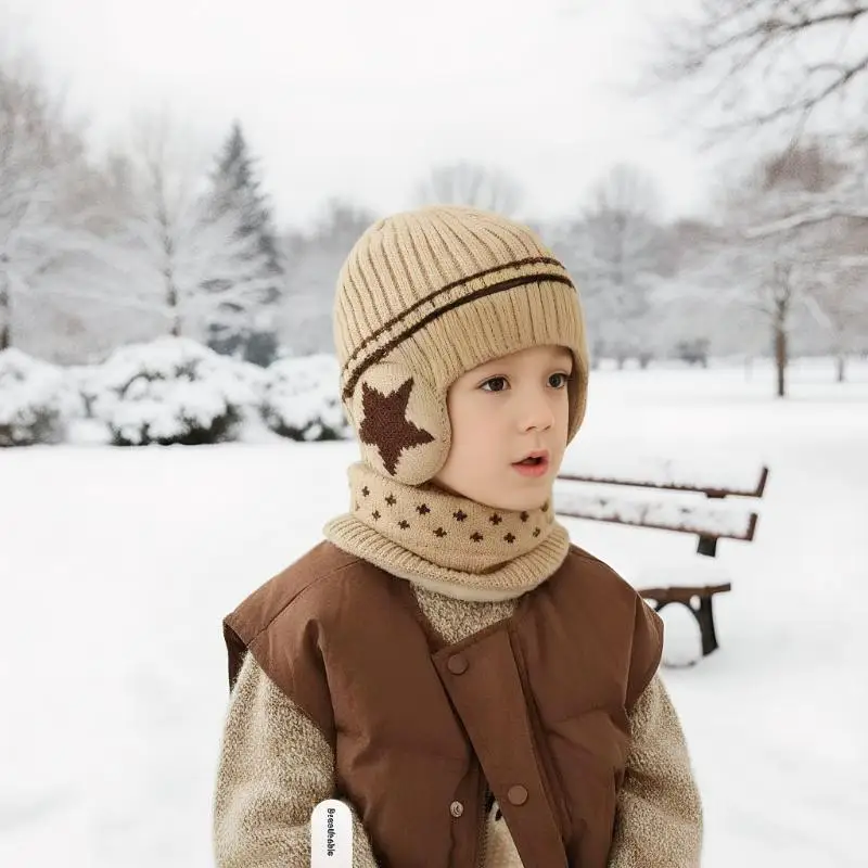 1 مجموعة 1-10Y الأطفال بيبي بوي الشتاء قفازات متماسكة قبعة وشاح 2 قطعة دعوى في الهواء الطلق يندبروف الصوف الدافئة الاطفال حلقة قبعة صغيرة للبنين