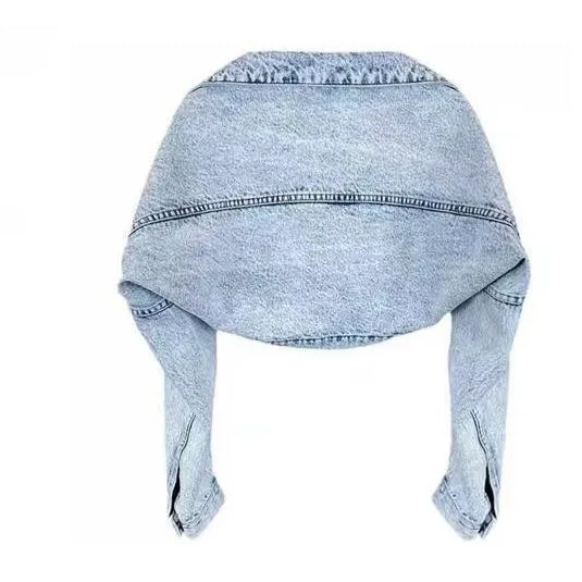 

Shawl jacket women's early autumn new design sense niche short Spice Girl loose long-sleeved thin denim top