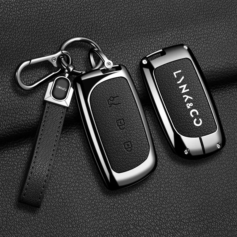 Zinc Alloy Leather Car Key Case Protector Cover For LYNK&CO Z10 Z20 900 Ultra Max Pro Remote Bag Shell Keychain Accessories