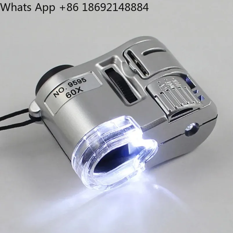Portable 60X Handheld Magnifying Glass Mini Pocket Microscope Loupe Currency Detector Jeweler Magnifier With LED Light2026new