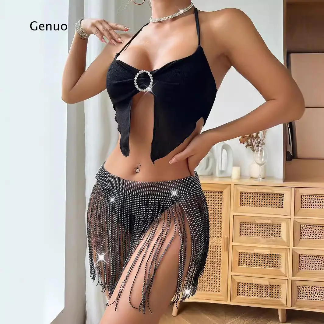 Elegant Ladies Crystal Embellished Fringe Skirt Comfortable Lightweight Summer Evening Party Daily Wear