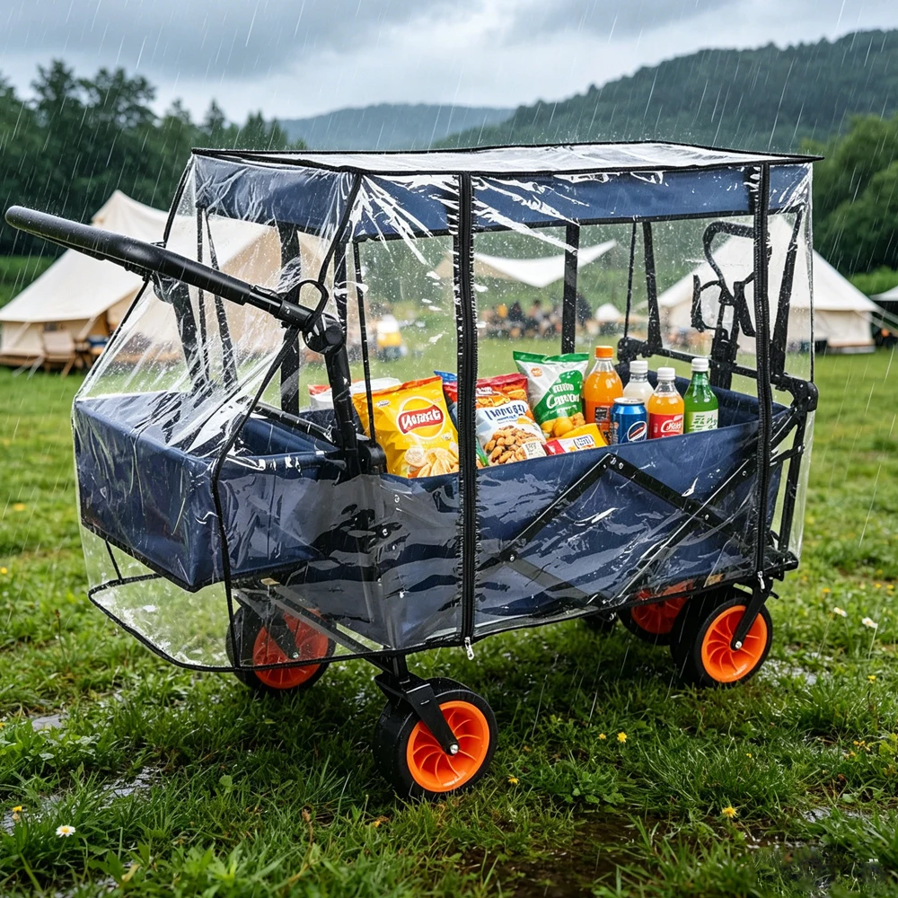 Foldable Camper Trolley Rain Cover - usage example