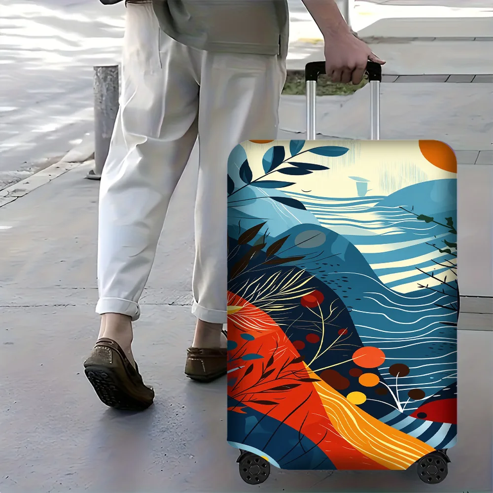 

1PC Abstract Landscape luggage cover for luggage sizes 18-32; stylish and resilient travel accessory featuring rolling hills
