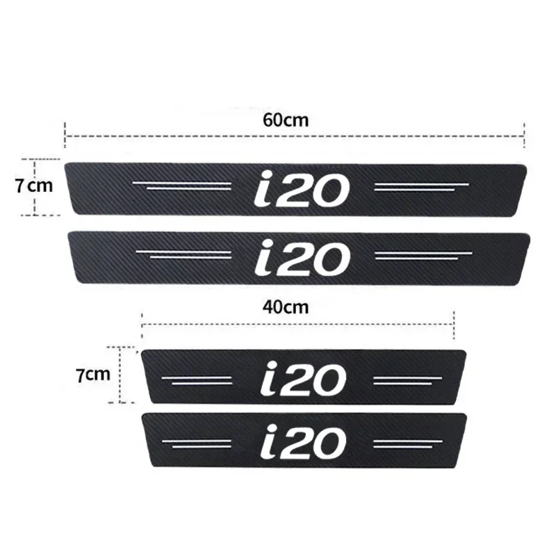 Car Stickers Door Threshold Protective Film Pedal Guards Strips For Hyundai i20 Logo Trunk Sill Scuff Plate Decals Accessories