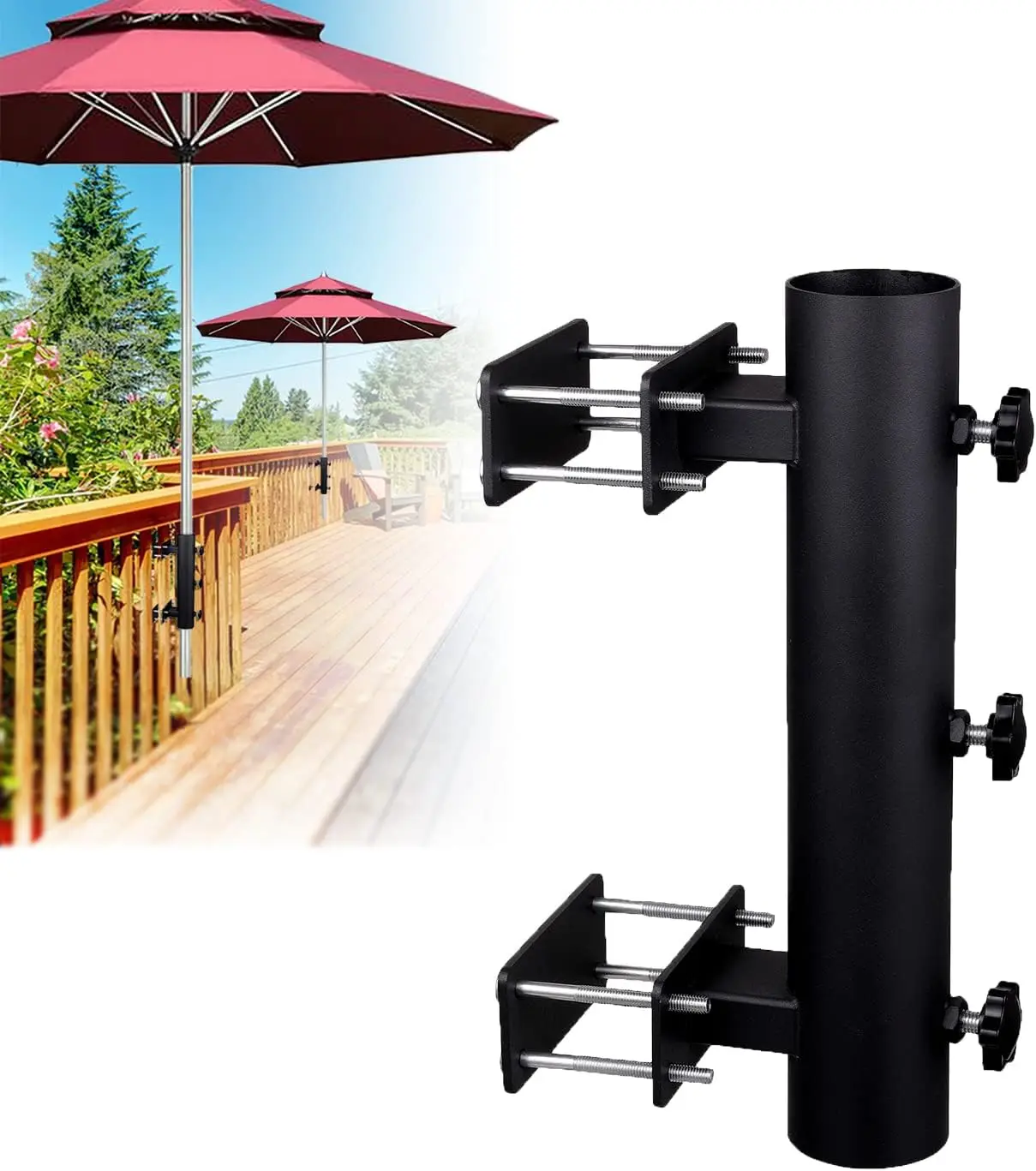 Heavy Duty Parasol Holder Patio Umbrella Stand Mount Umbrella Stand Bench Buddy Umbrella Holder Fixed Clip Umbrella Clam