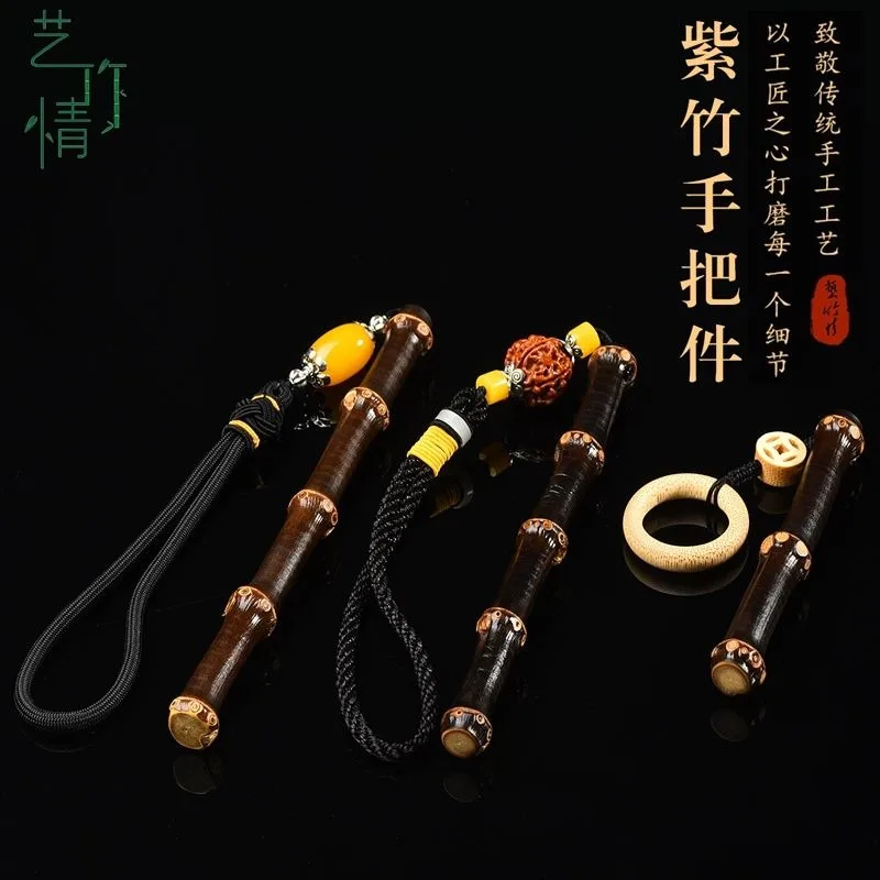 Solid Purple Bamboo Root Hand Roll Piece High Density Aged Bamboo Solid Wood Palm Worry Stone Jade Bamboo Stress Relief Fidget