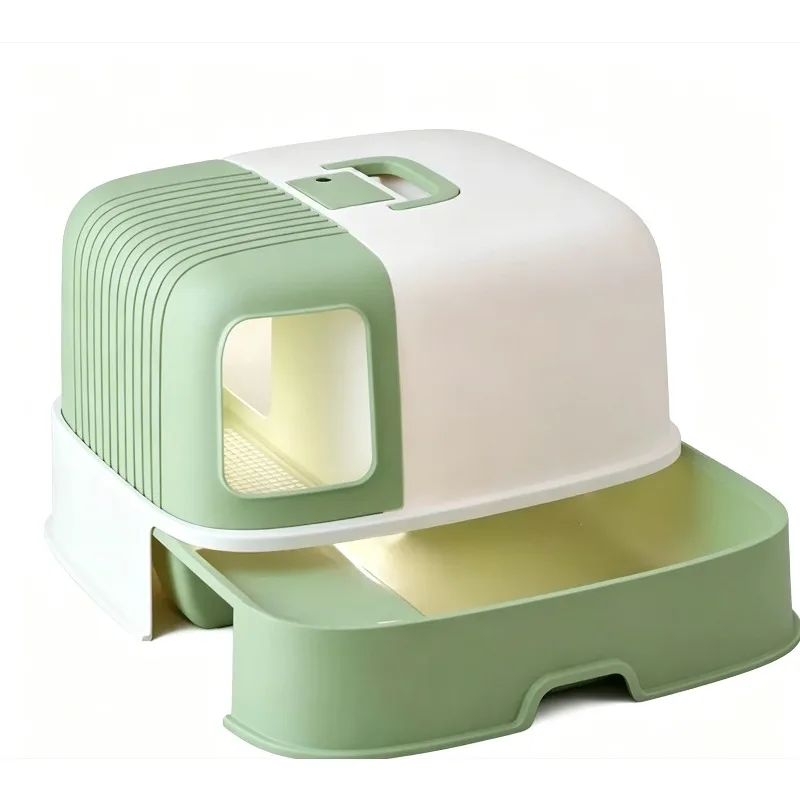 Oversized Cat Litter Box Fully Enclosed Long Channel Anti Splash Deodorizing Large Space Indoor Pet Toilet for Big Cats