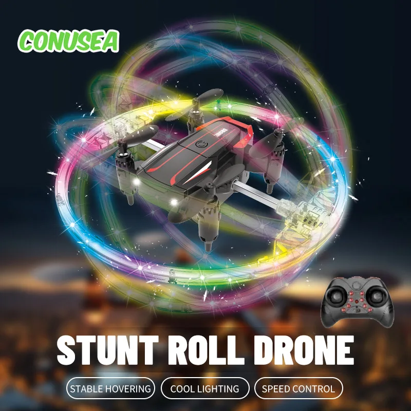 

2024NEW Rc Drone UFO Stunt Rolling Drones Cool Light Fixed Height Children's Mini Dron Remote Control Quadcopter Helicopter Toys