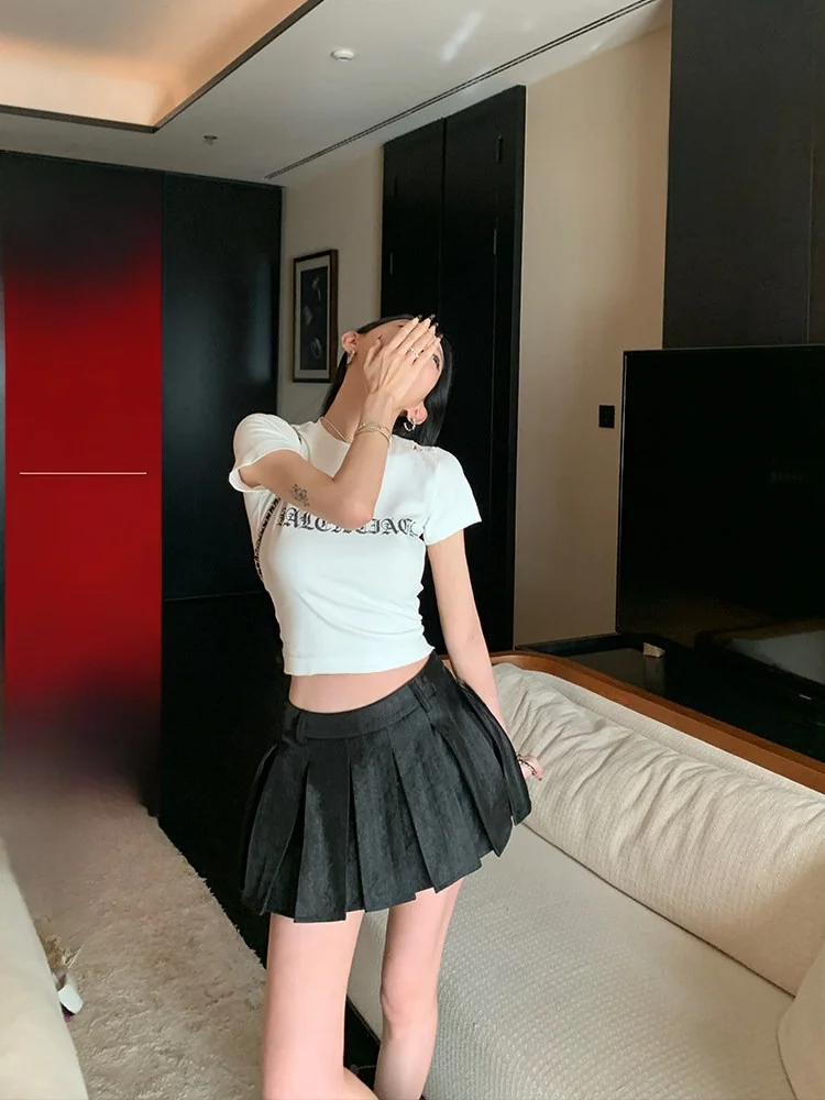 

Женская круглая футболка High-Defn ort-Sve Ne, эластичная винтажная одежда, летняя повседневная одежда из смеси хлопка и полиэстера