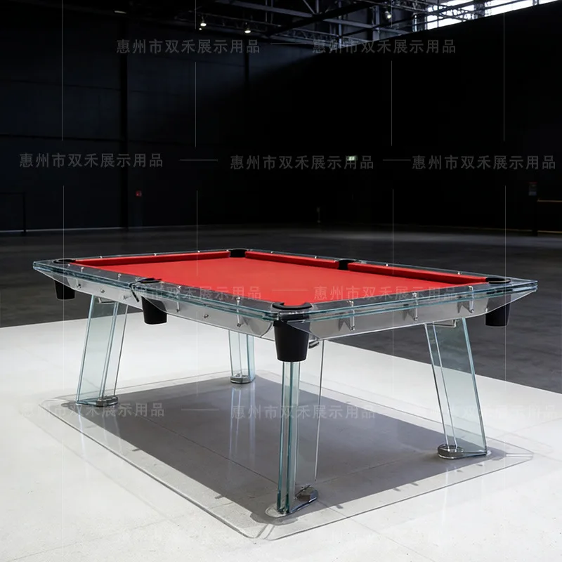 Glass Pool Table, Impatia Transparent Crystal Billiard Table for Home Luxury Villa Club, High-End Gaming Furniture
