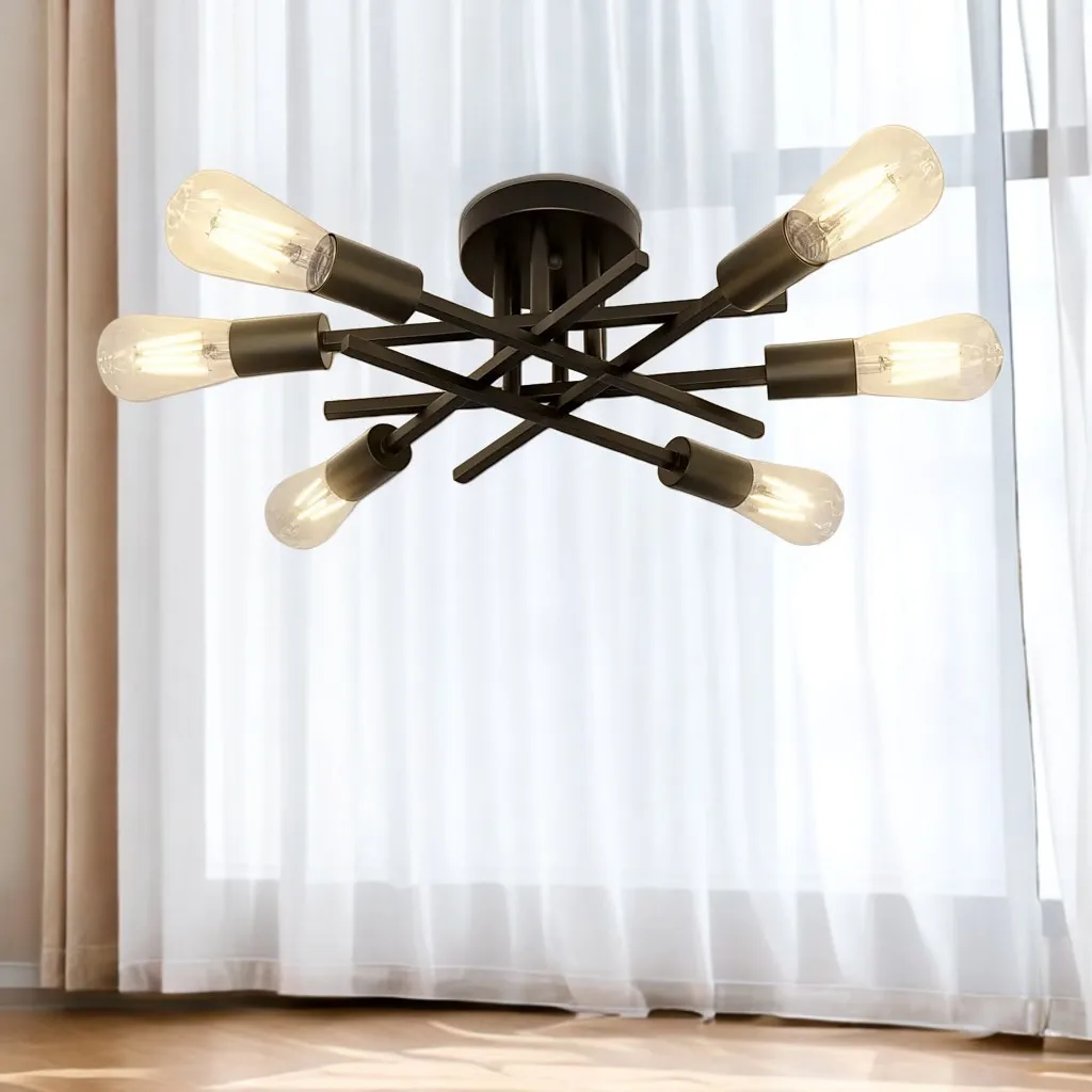 Modern  Chandelier Light Semi Flush Mount Close to Ceiling Light 4/6 LED Light Bulbs E27 Base for Bedroom Living Room