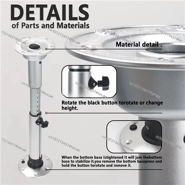 New Adjustable Aluminium Silver Leg Bracket 54-69.5 cm for Removable Base, Easy to Use