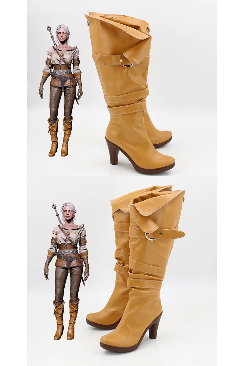 سيريلا فيونا إيلين ريانون أحذية سيري التأثيرية أحذية عالية الكعب للنساء أحذية بني إكسسوارات حفلة هالوين لعب الأدوار الأحذية