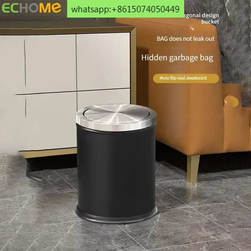 ECHOME Stainless Steel Kitchen Trash Can with Lid Shake Cover Type Recycling Garbage Bin Bathroom Waterproof Household Basket