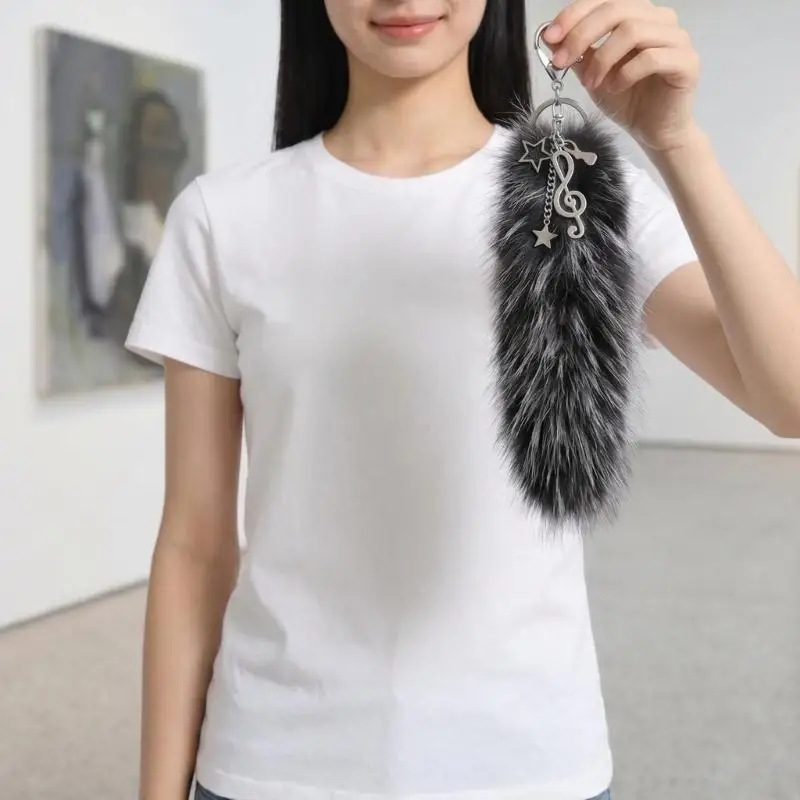 Decorative Tail Bag Charm with Soft Touch and Metal Clasp Attachment E0BF