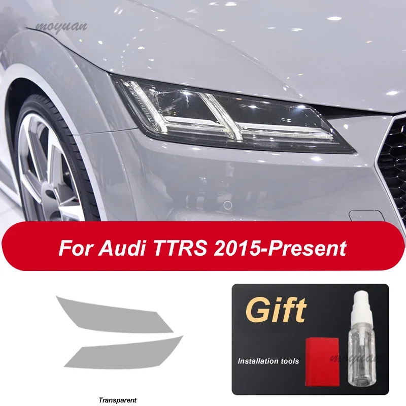2 pçs filme do farol do carro capa transparente preto auto cura tpu adesivo para audi tt tts ttrs mk3 8s 2015 acessórios