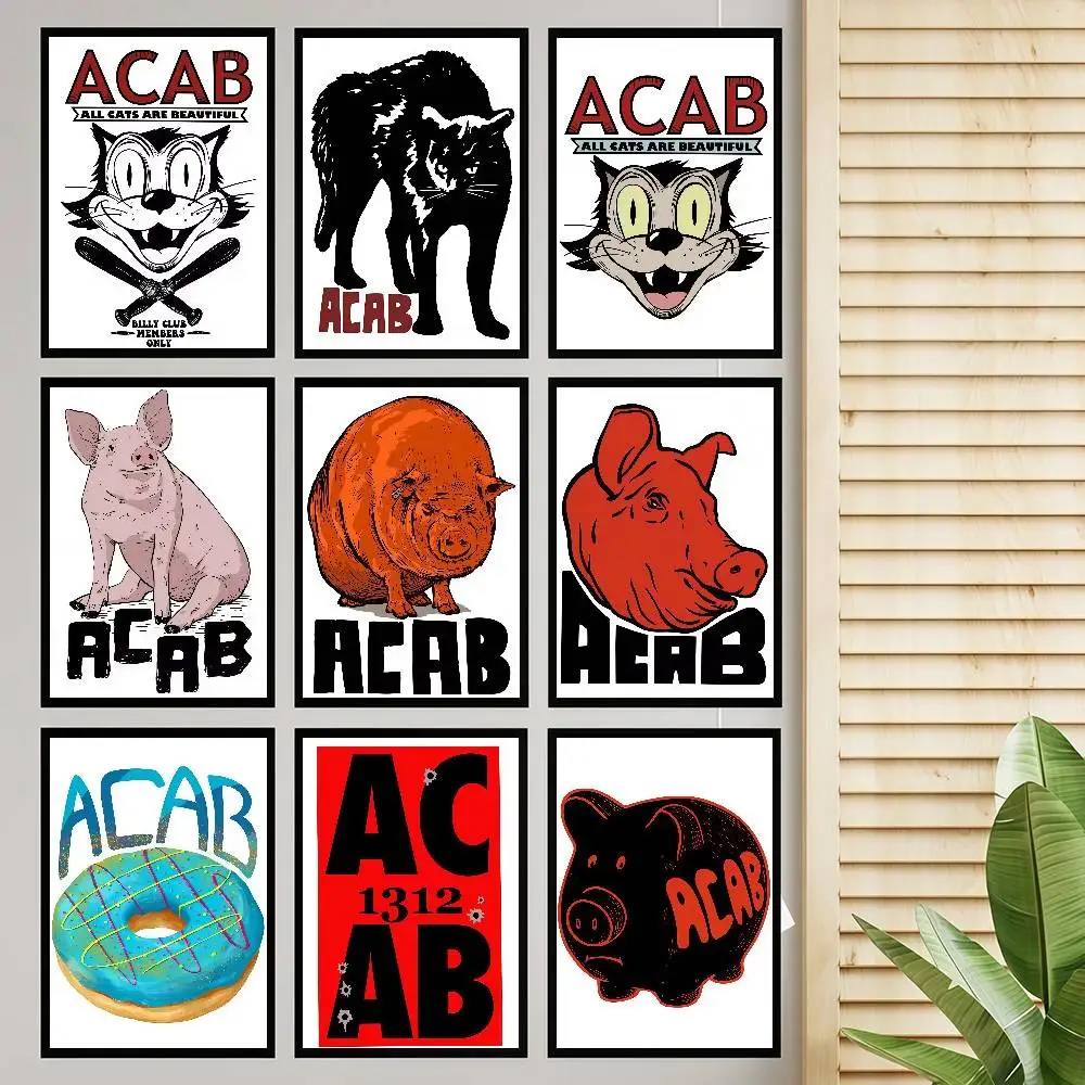 ACAB Sozialismus klassische Vintage Poster Whitepaper Drucke Poster Kunstwerk Kawaii Raumdekoration