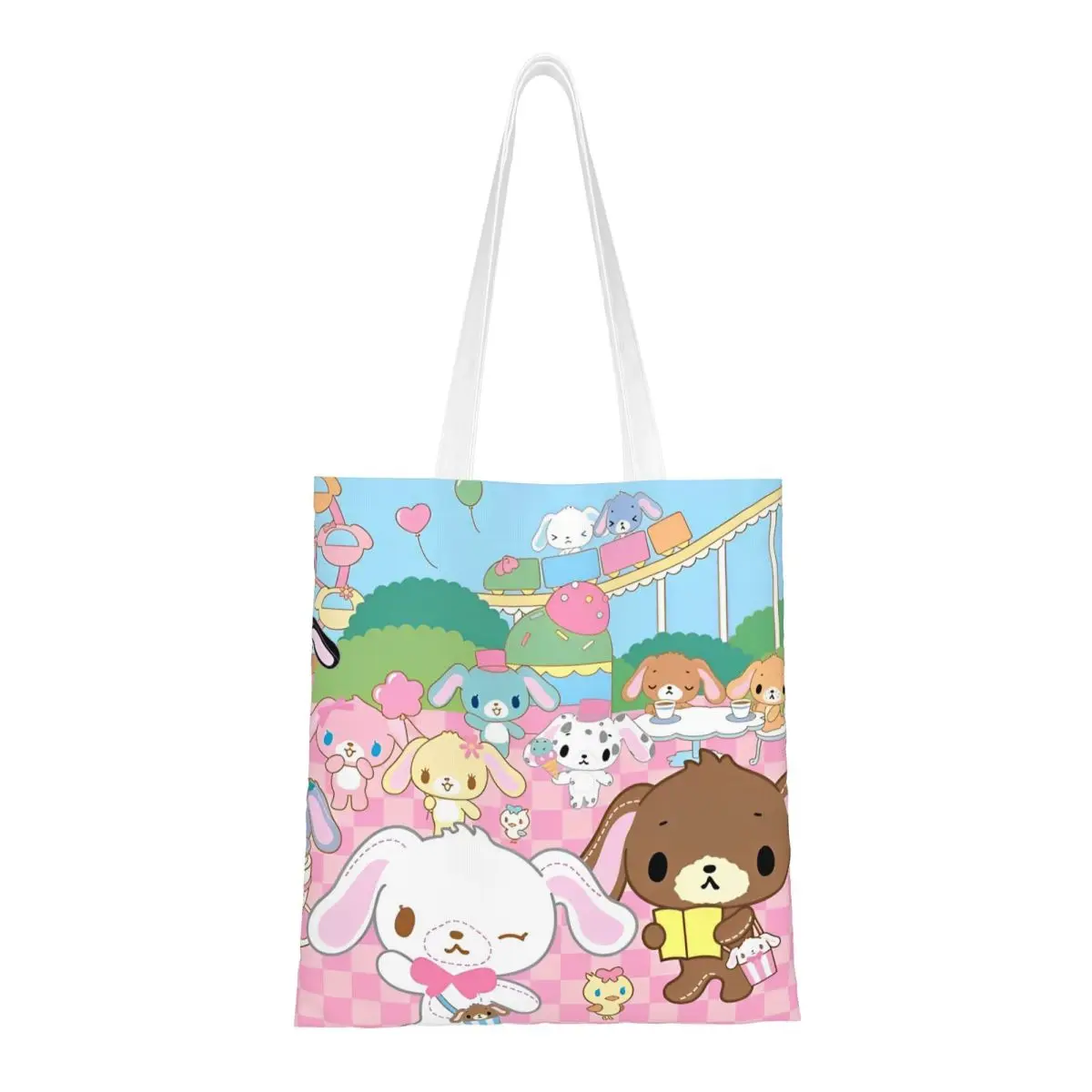 

Sugarbunnies Sugar Rabbit Canvas Tote Bag Trendy Large Capacity Grocery Bag for Unisex Cartoon Shopping Bags