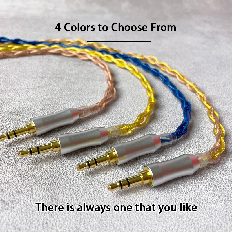 7N Single Crystal Copper OCC Multi Strand Braided 3.5mm Plug 078 Dual Pin Universal HIFI Headphone IEM Upgrade Cable